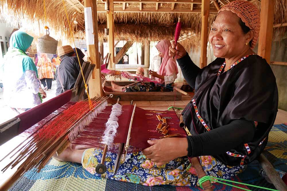 Traditional weavers in Sukarara village, Lombok